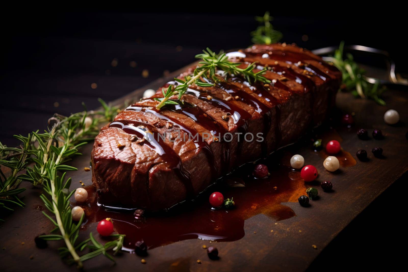 Juicy Meat tenderloin. Table fillet meal. Generate Ai