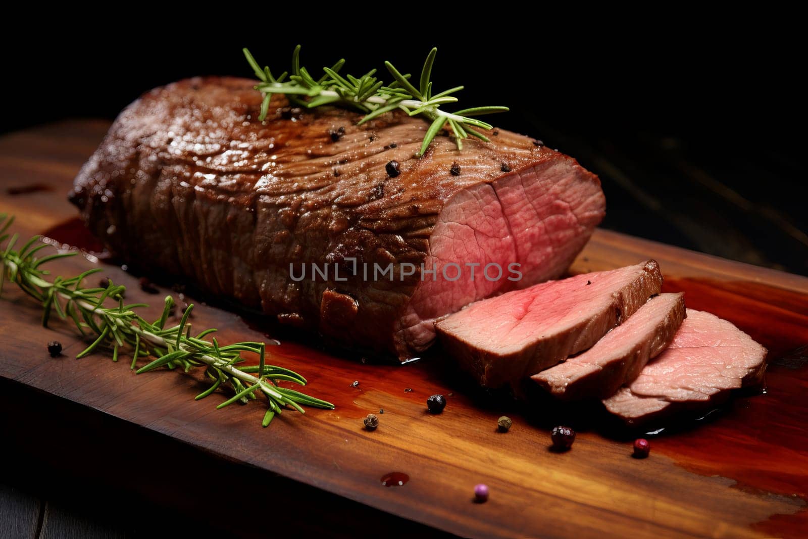 Meat tenderloin. Table fillet meal. Generate Ai