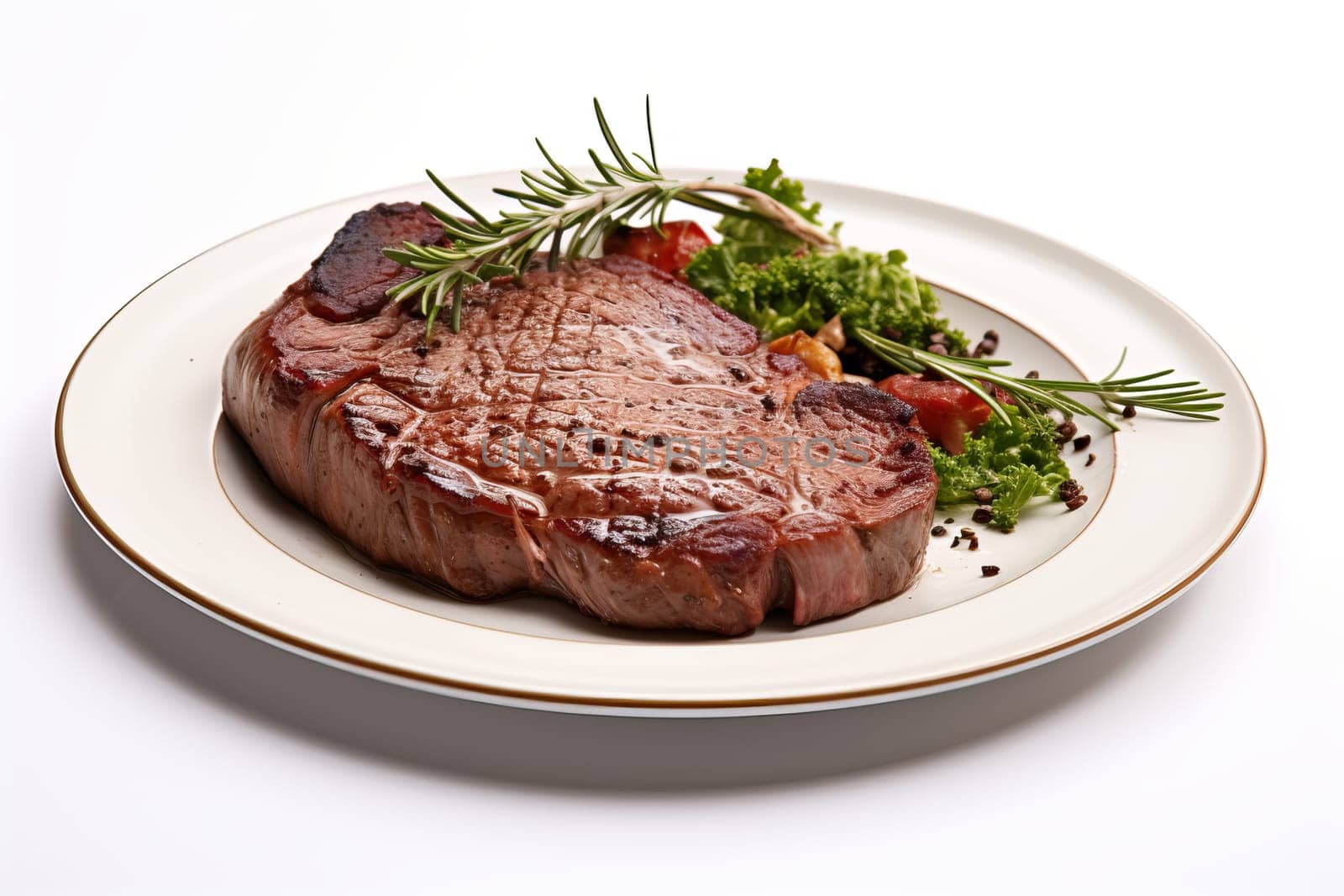 Charred Steak meat. Food raw fresh. Generate Ai