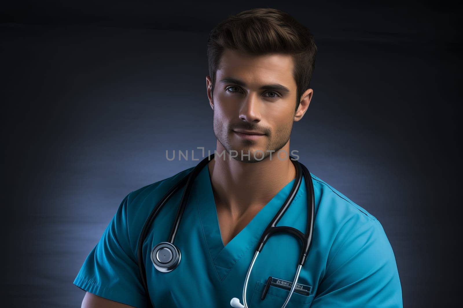 Diligent Medical assistant male. Hospital care. Generate Ai