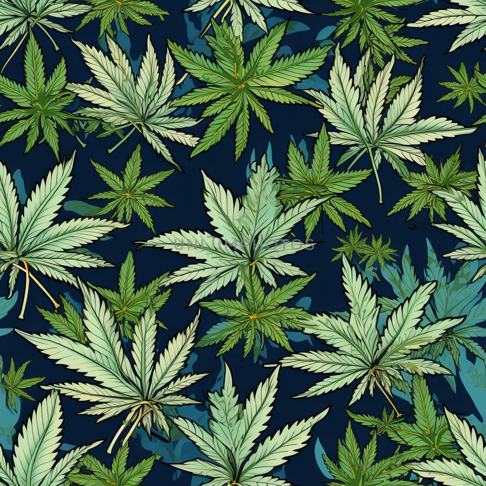 Therapeutic Medical marijuana art seamless pattern. Flower drug. Generate Ai