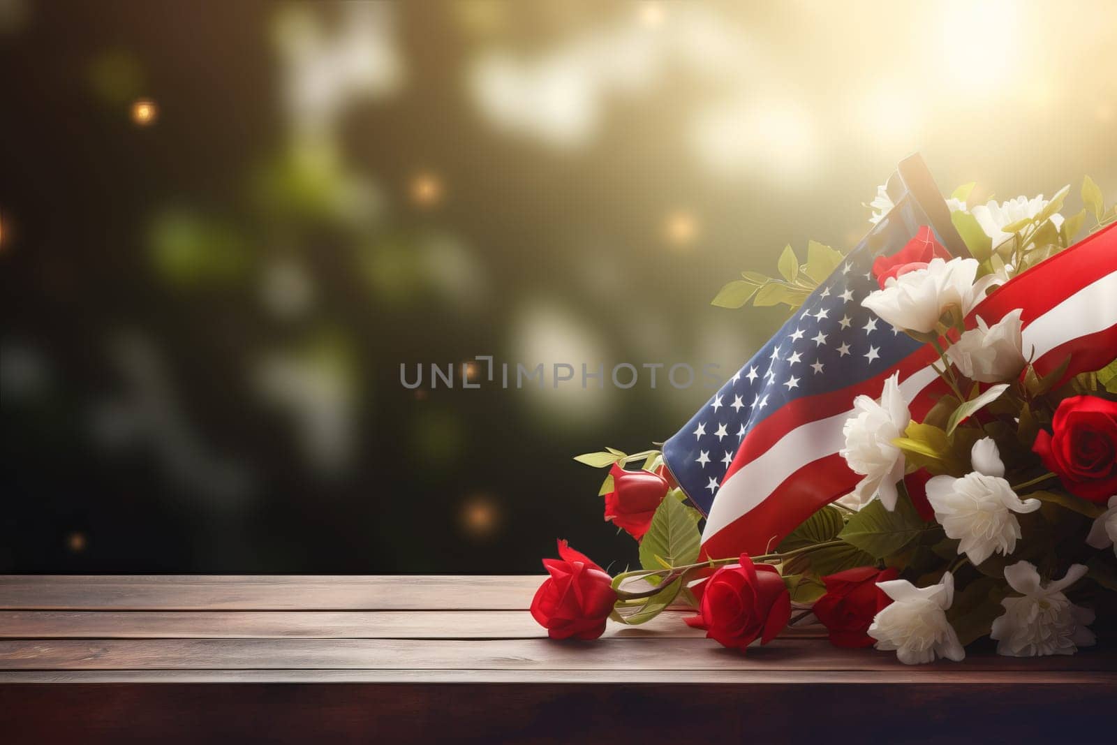 American memorial day mockup. Cemetery america. Generate Ai