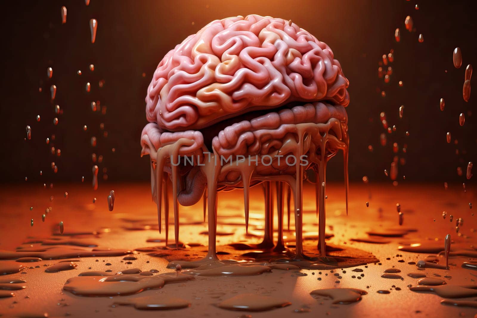 Innovative Melting brain idea. Pain anxiety. Generate Ai