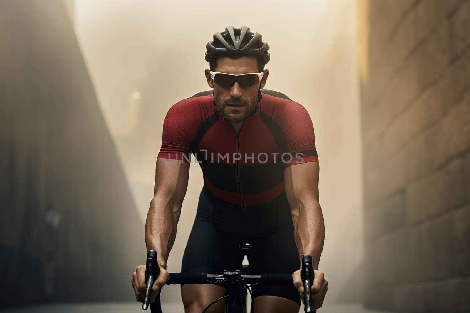Man cycling sport. Fictional person. Generate Ai