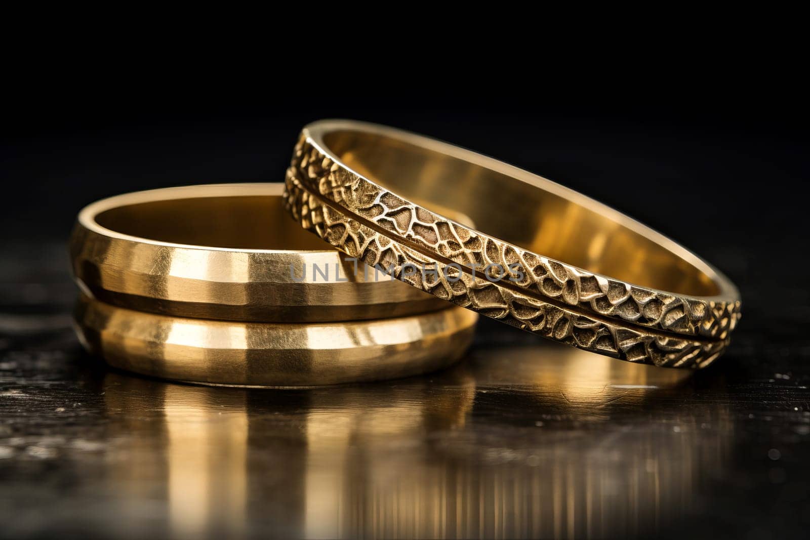 Timeless Wedding rings. Jewelry marriage banner. Generate Ai