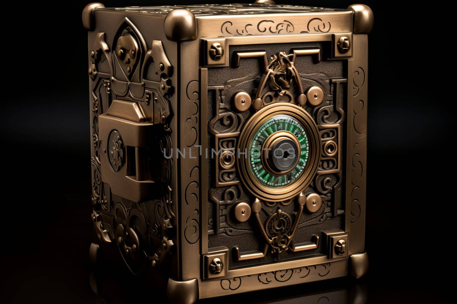 Secure Metallic safe box lock. Finance vault. Generate Ai