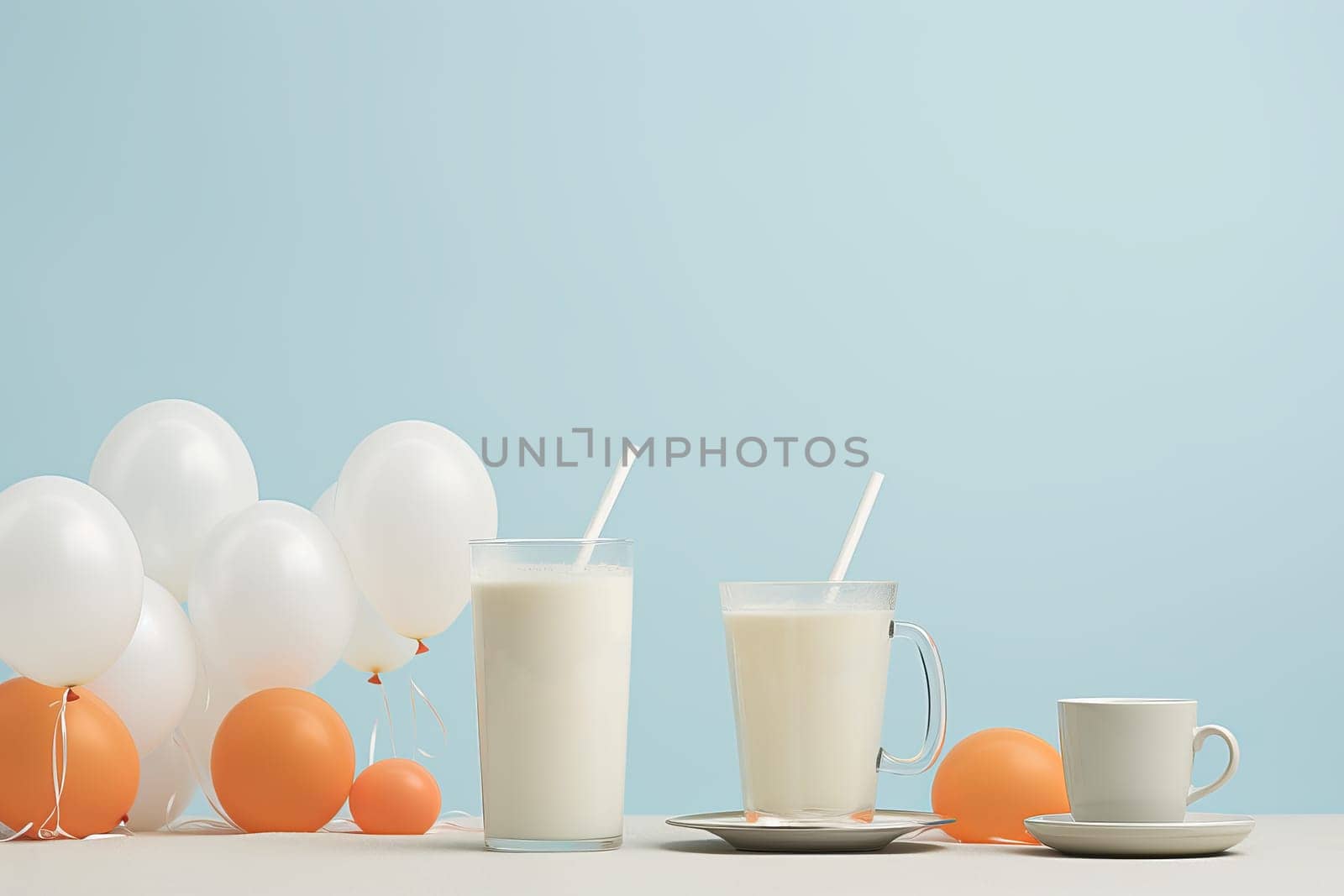 White Milk day background. Nature diet. Generate Ai