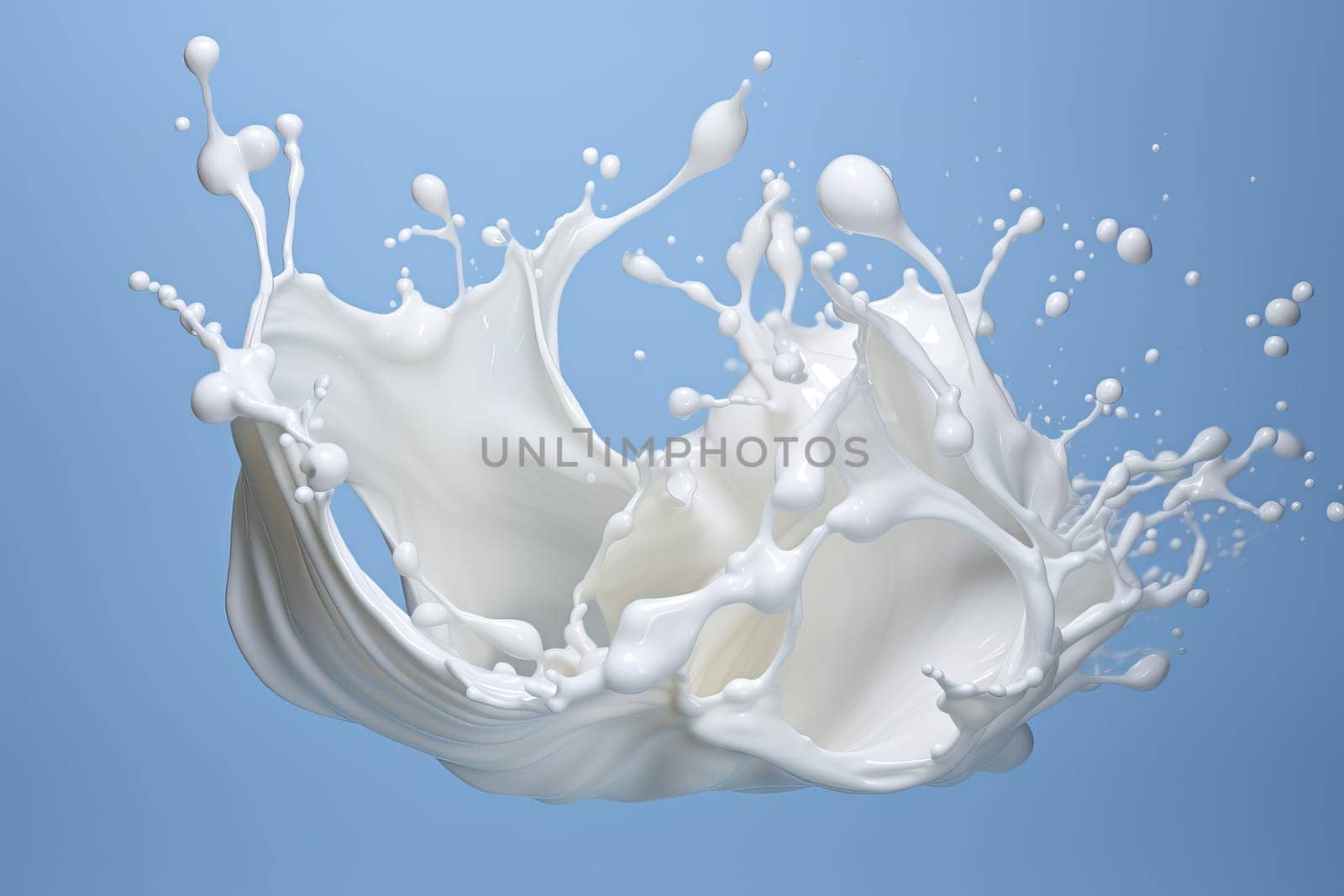 Milk yogurt splash. Creamy sweet drink. Generate Ai