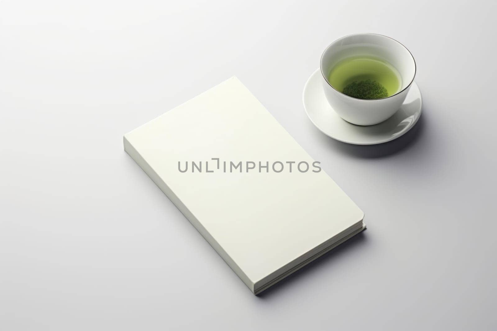 Intriguing Book tea composition home. Student drink. Generate Ai