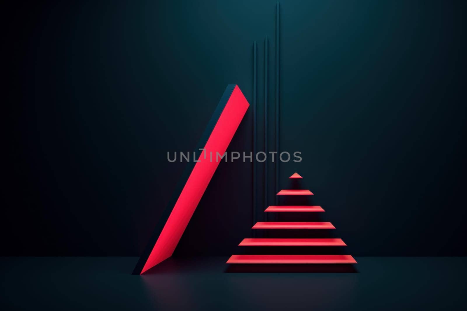 Geometric neon. City wall laser. Generate Ai