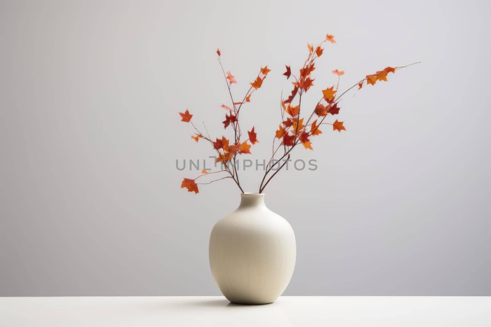 Minimalist autumn vase. Home room plant. Generate Ai