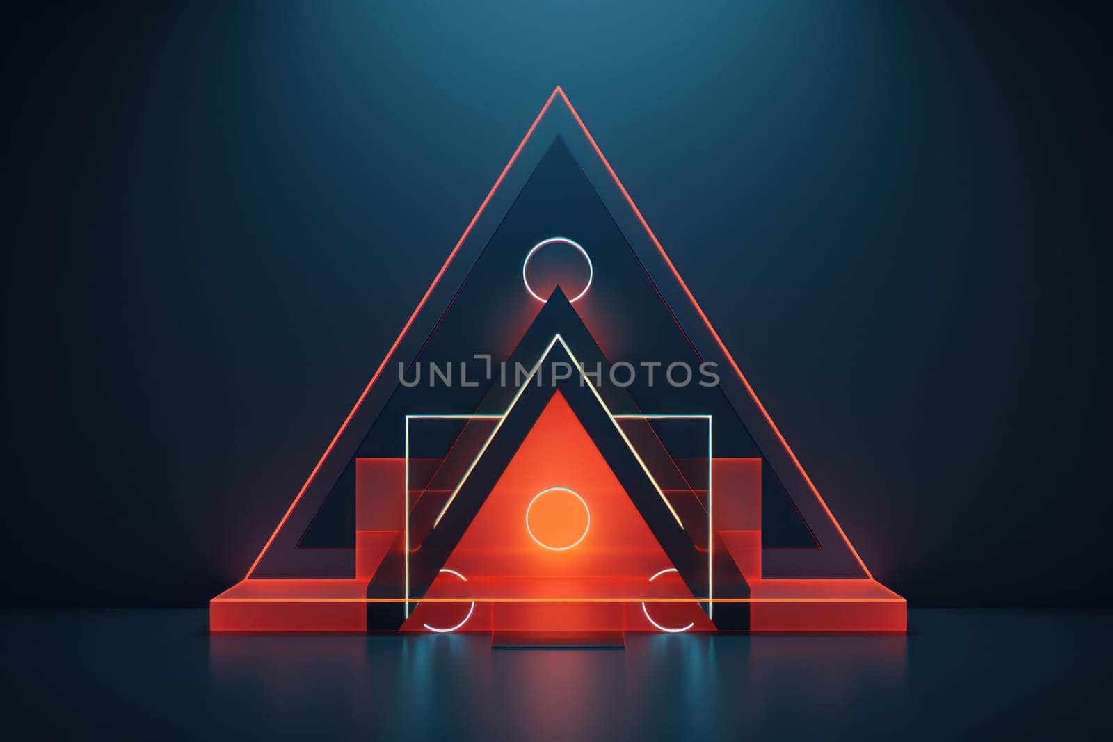 Vibrant Geometric neon. City wall laser. Generate Ai