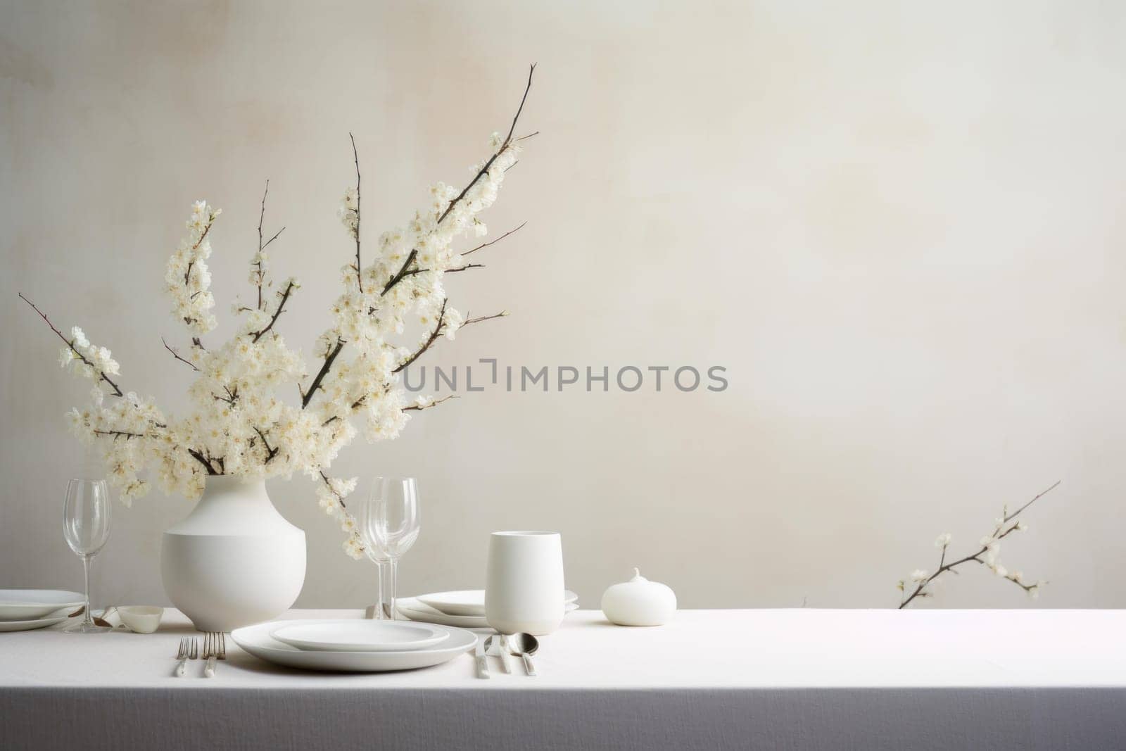 Simplistic Minimalist eucalyptus table decor candles. Natural spring art frame design. Generate Ai