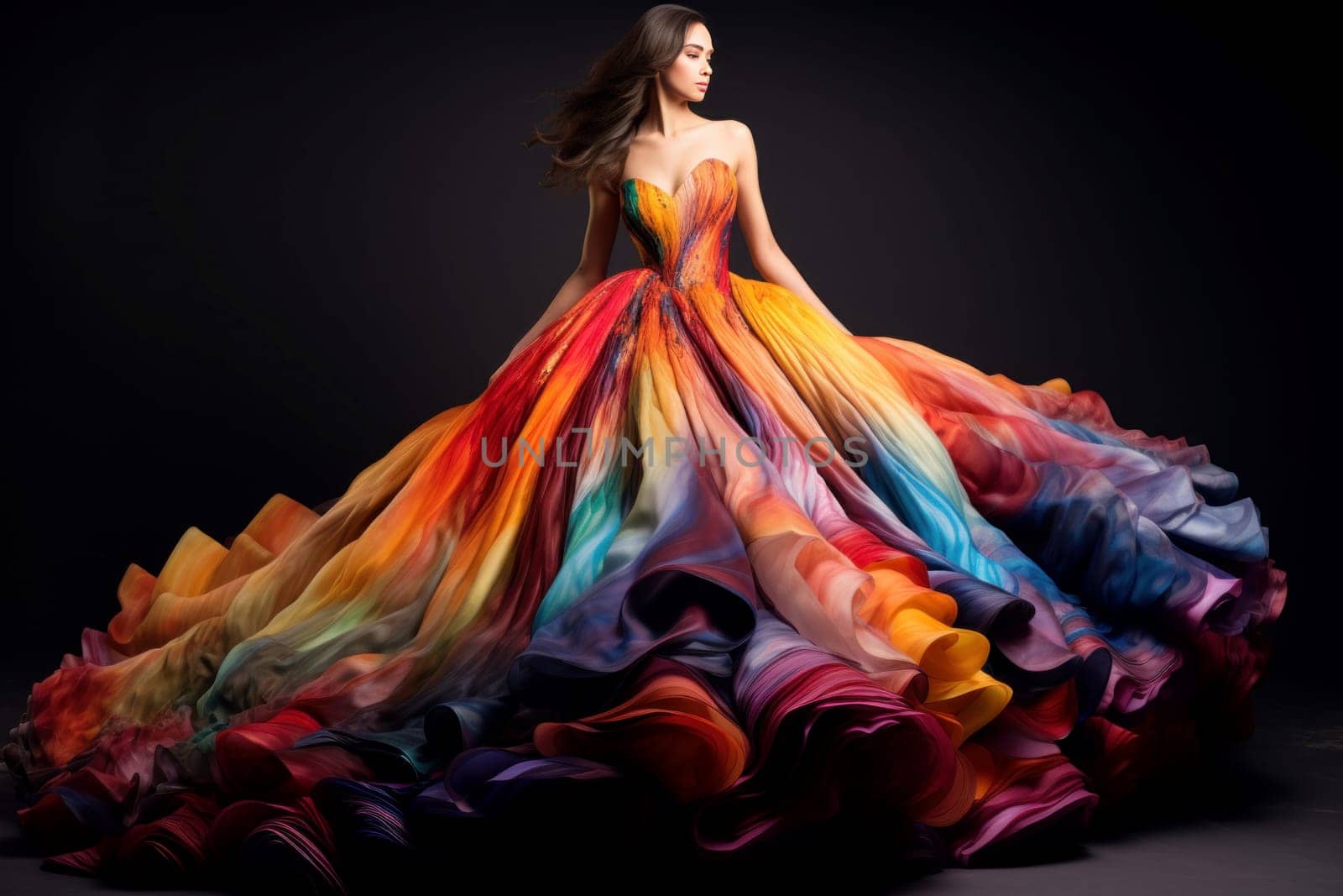Model celebration dress. Female portrait. Generate Ai