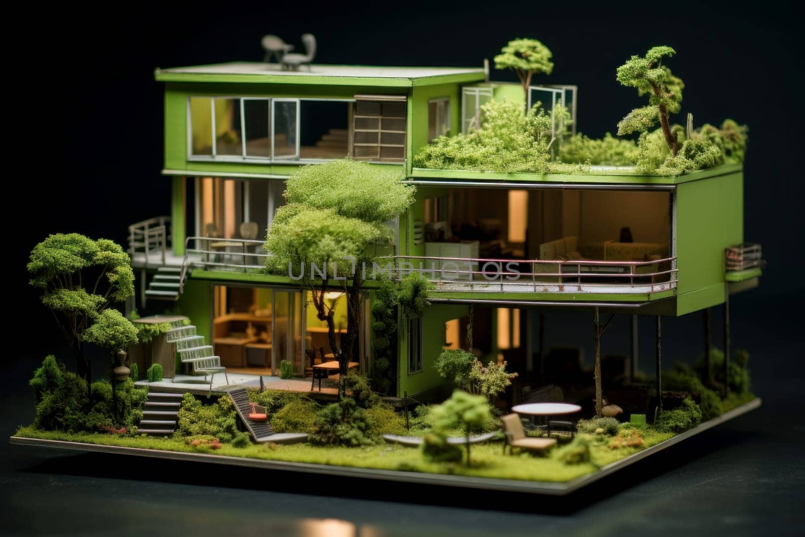 Efficient Model green house. Grass sale. Generate Ai