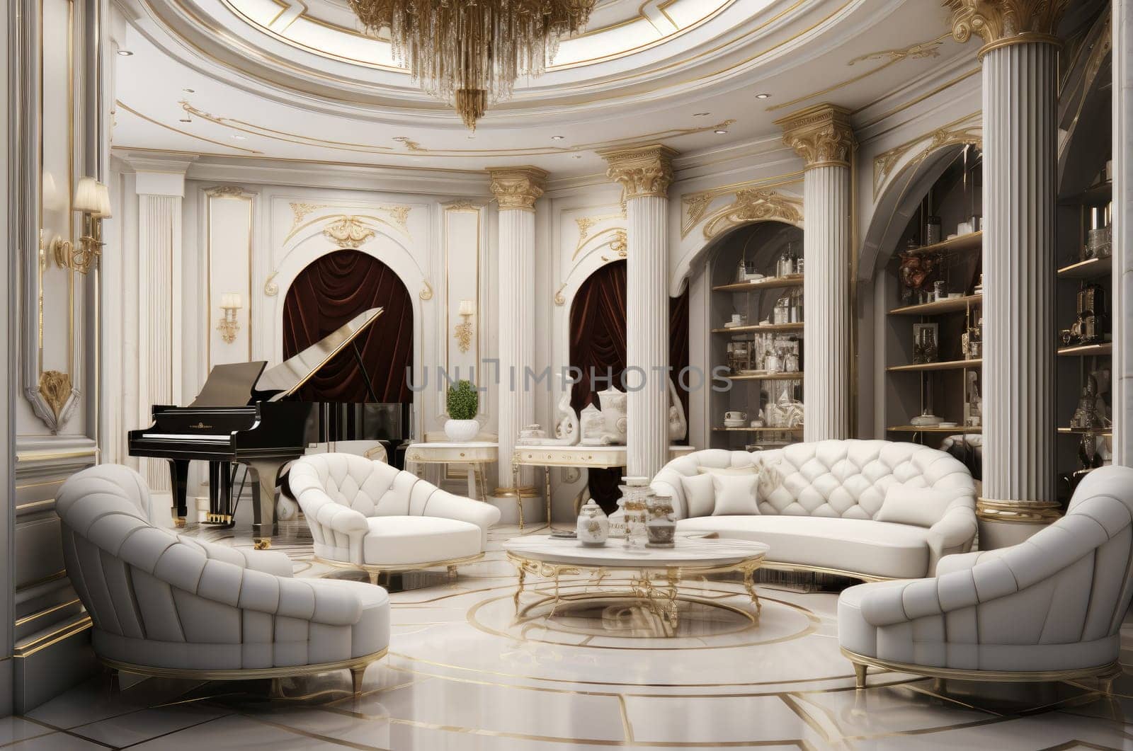 Comfortable Living villa interior room. Decor wood. Generate Ai