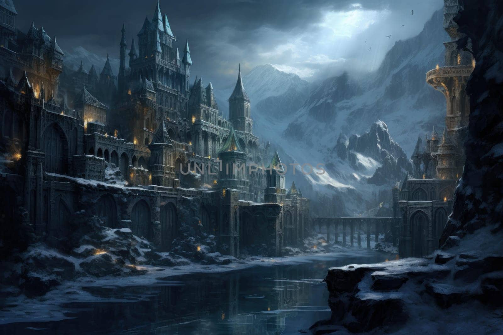 Enchanting Mystical medieval kingdom. Building gate. Generate Ai