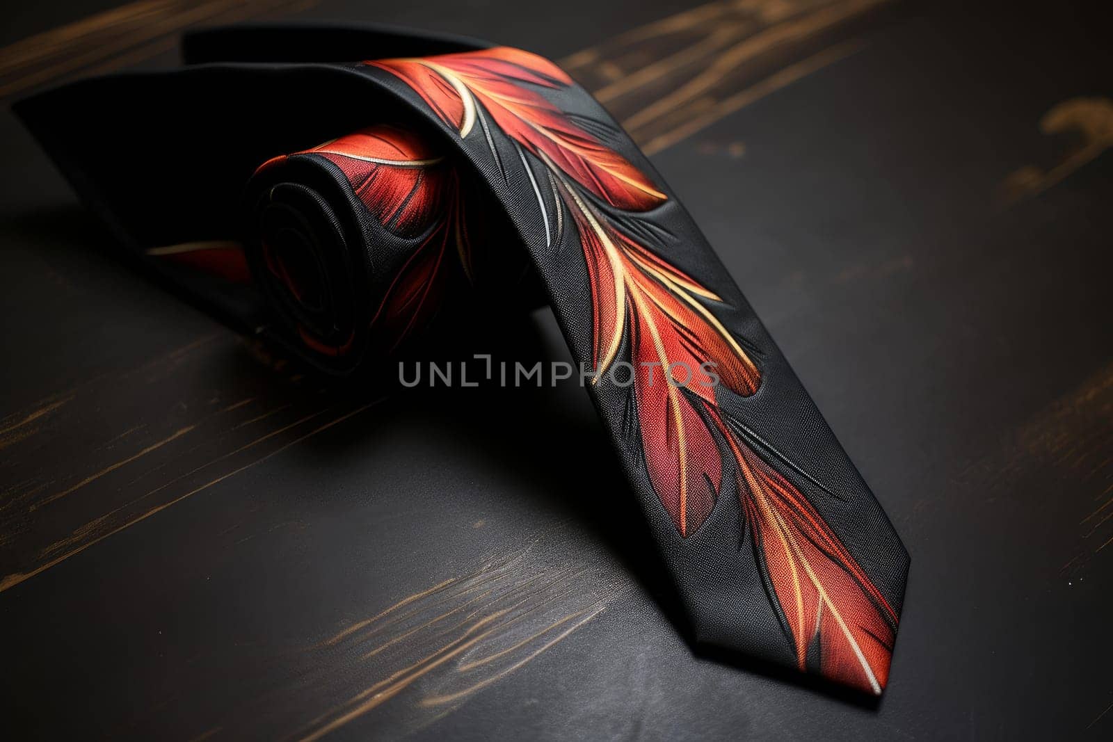 Flamboyant Necktie feathers roll banner. Elegant fashion. Generate Ai