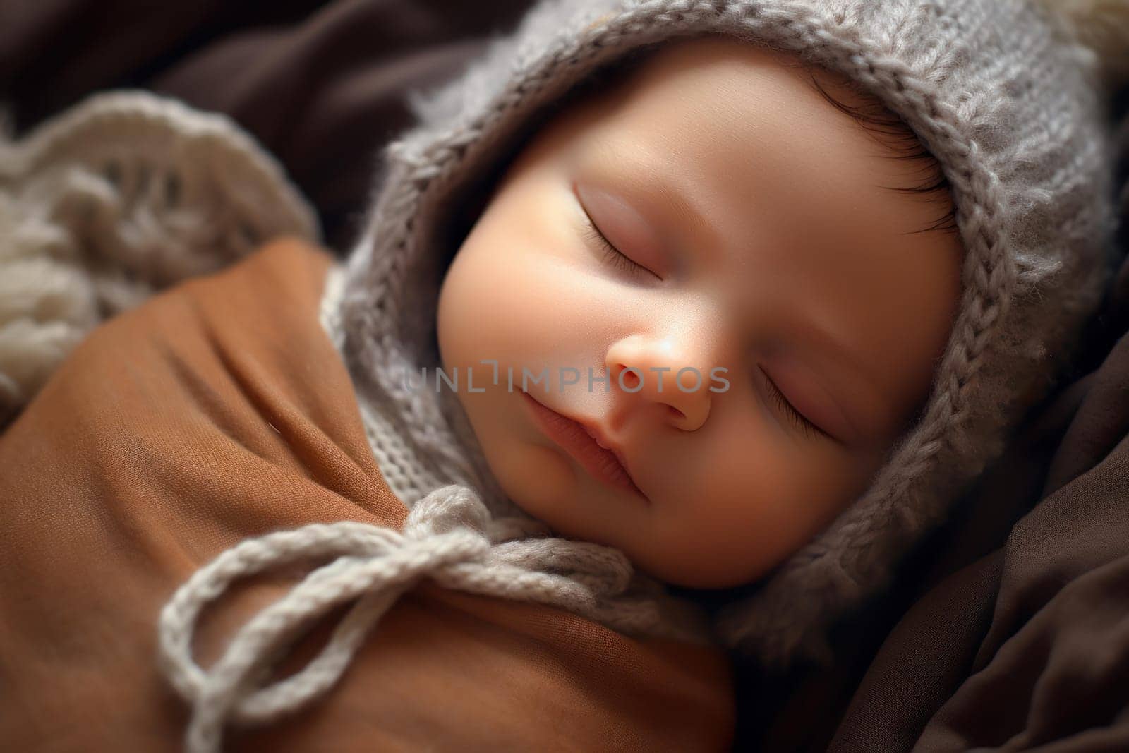 Newborn baby sleeping. Love cradle. Generate AI