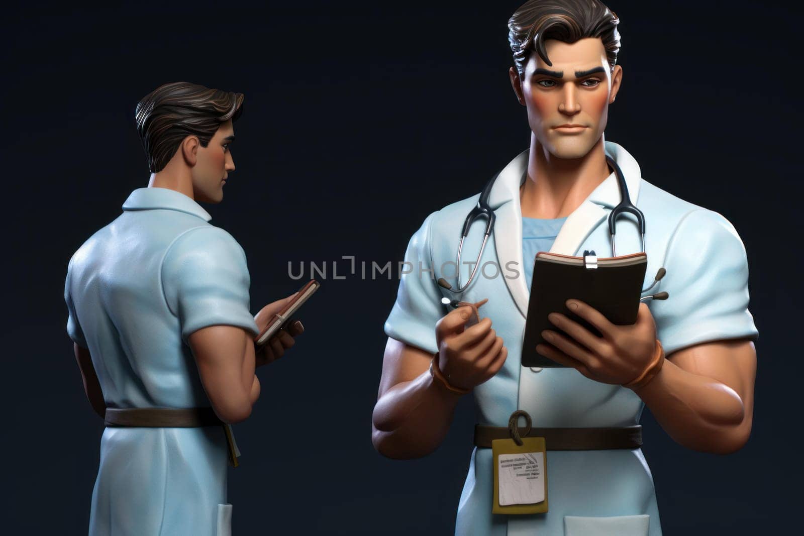 Nurse male tablet. Internet medic security. Generate Ai
