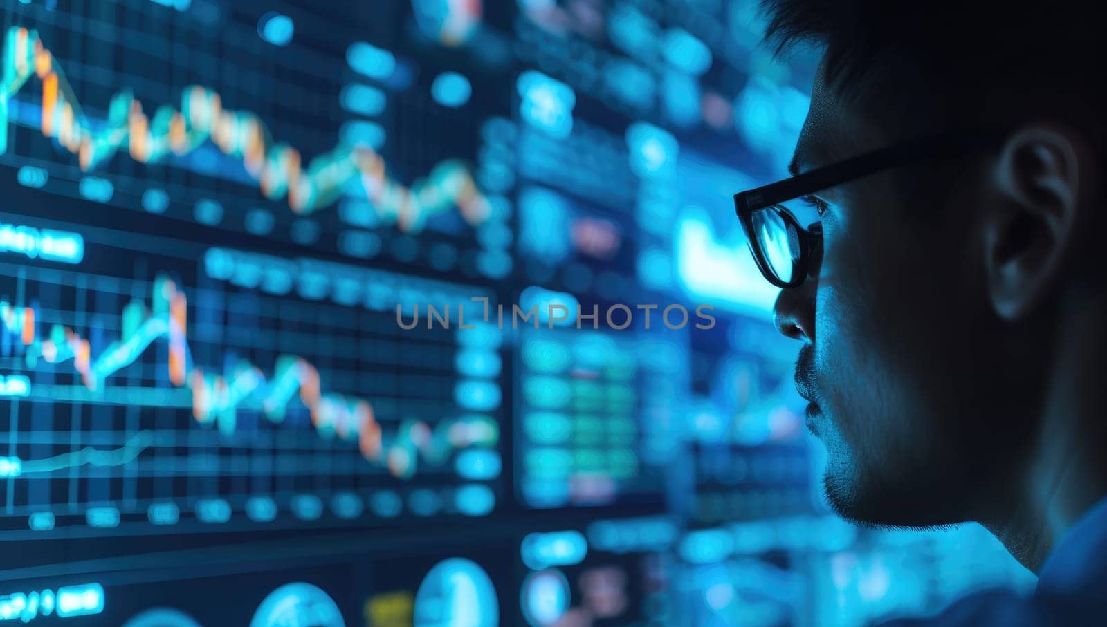 Businessman analyzing stock market chart