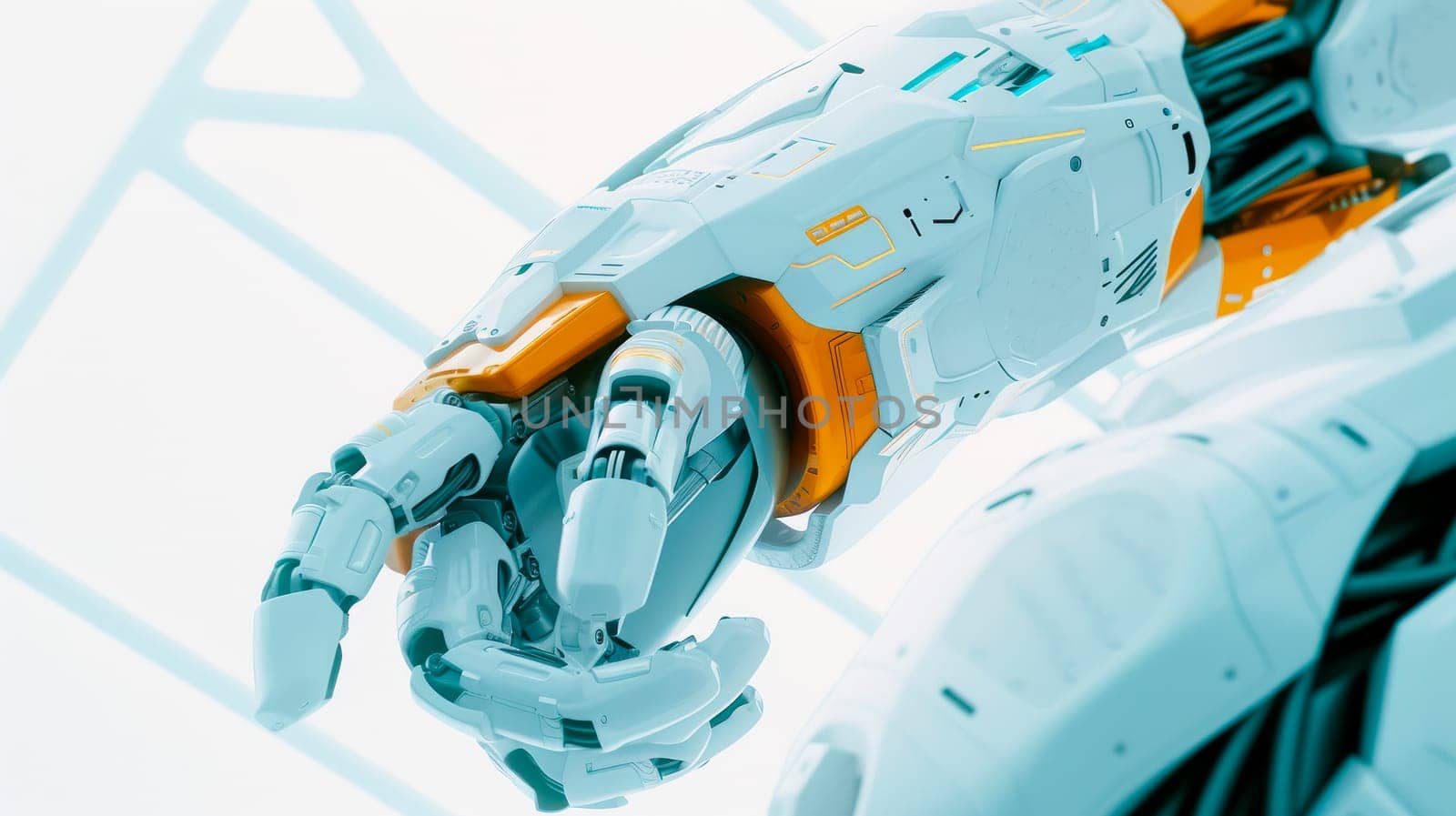 Futuristic innovation - artificial robotic arm. Future technology. AI generated