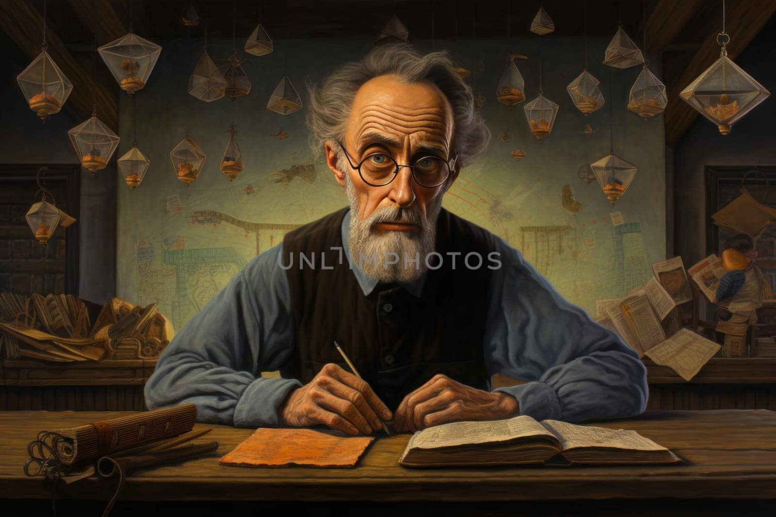 Experienced Old serious teacher. Tech male. Generate Ai