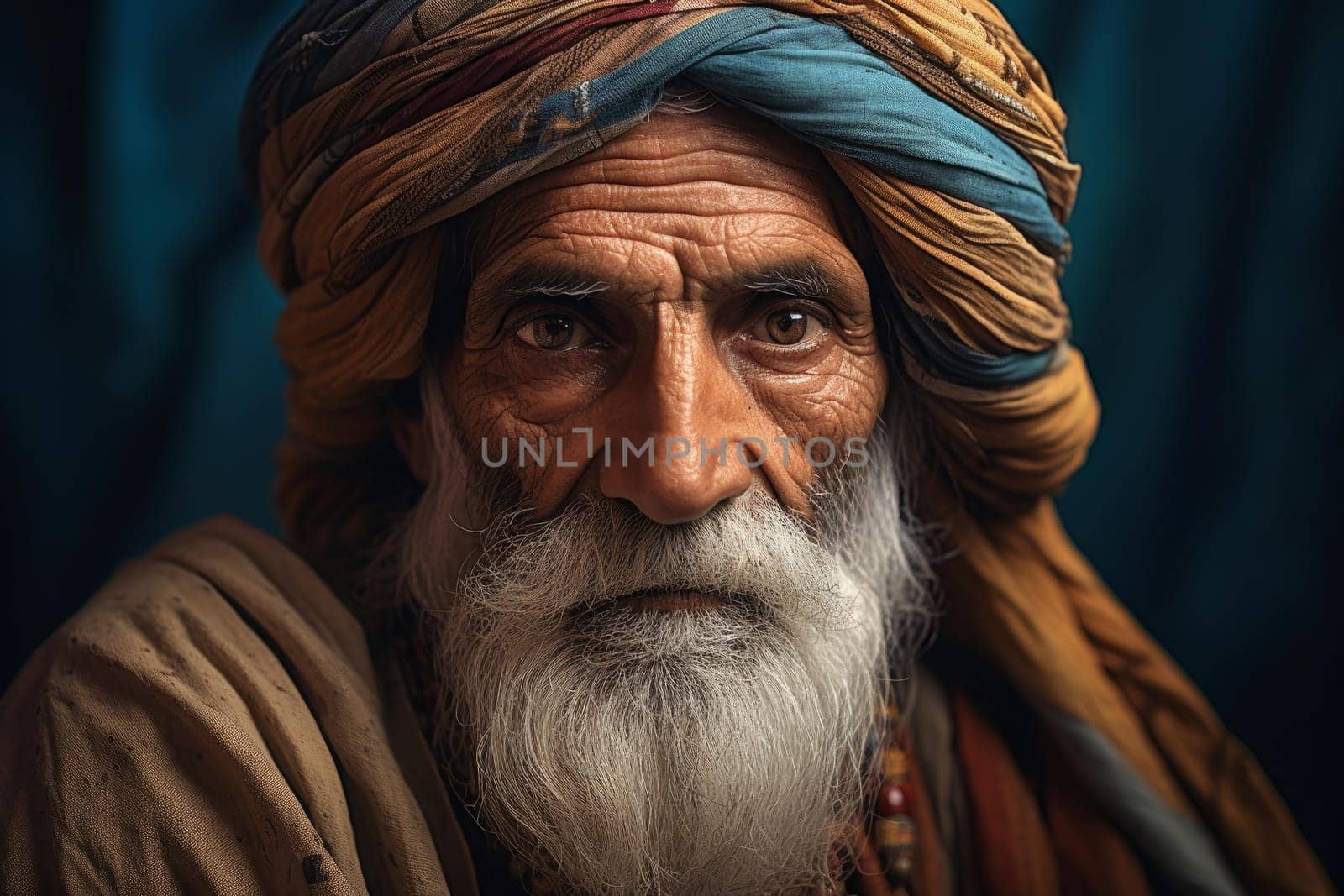 Venerable Old Imam man. Senior praying cleric at Muslim mosque. Generate ai
