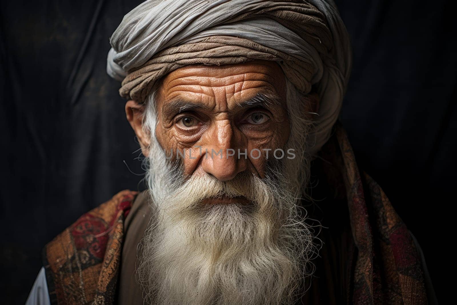 Old Imam man. Senior praying cleric at Muslim mosque. Generate ai