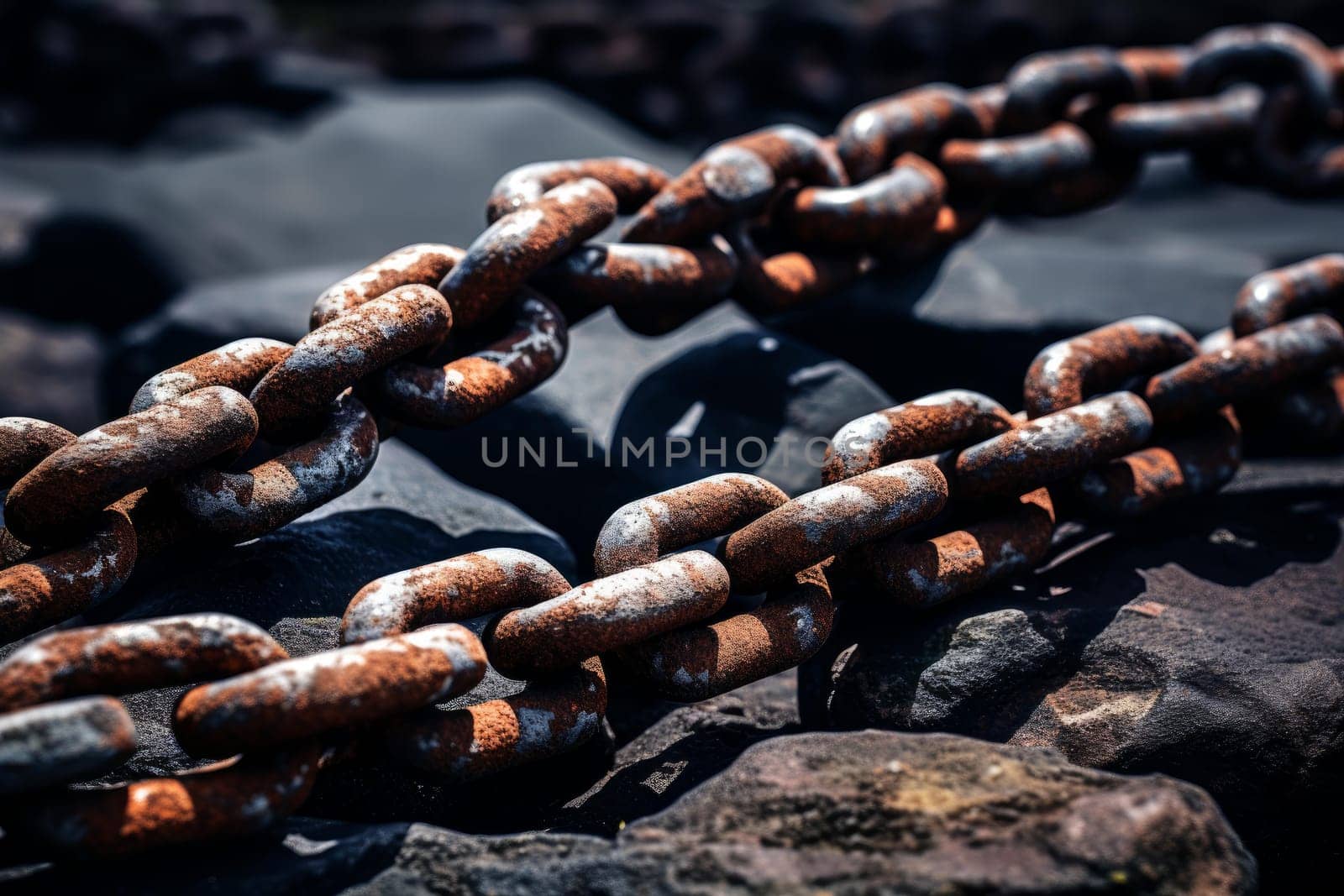 Heavy Old iron chain. Art grunge work. Generate Ai