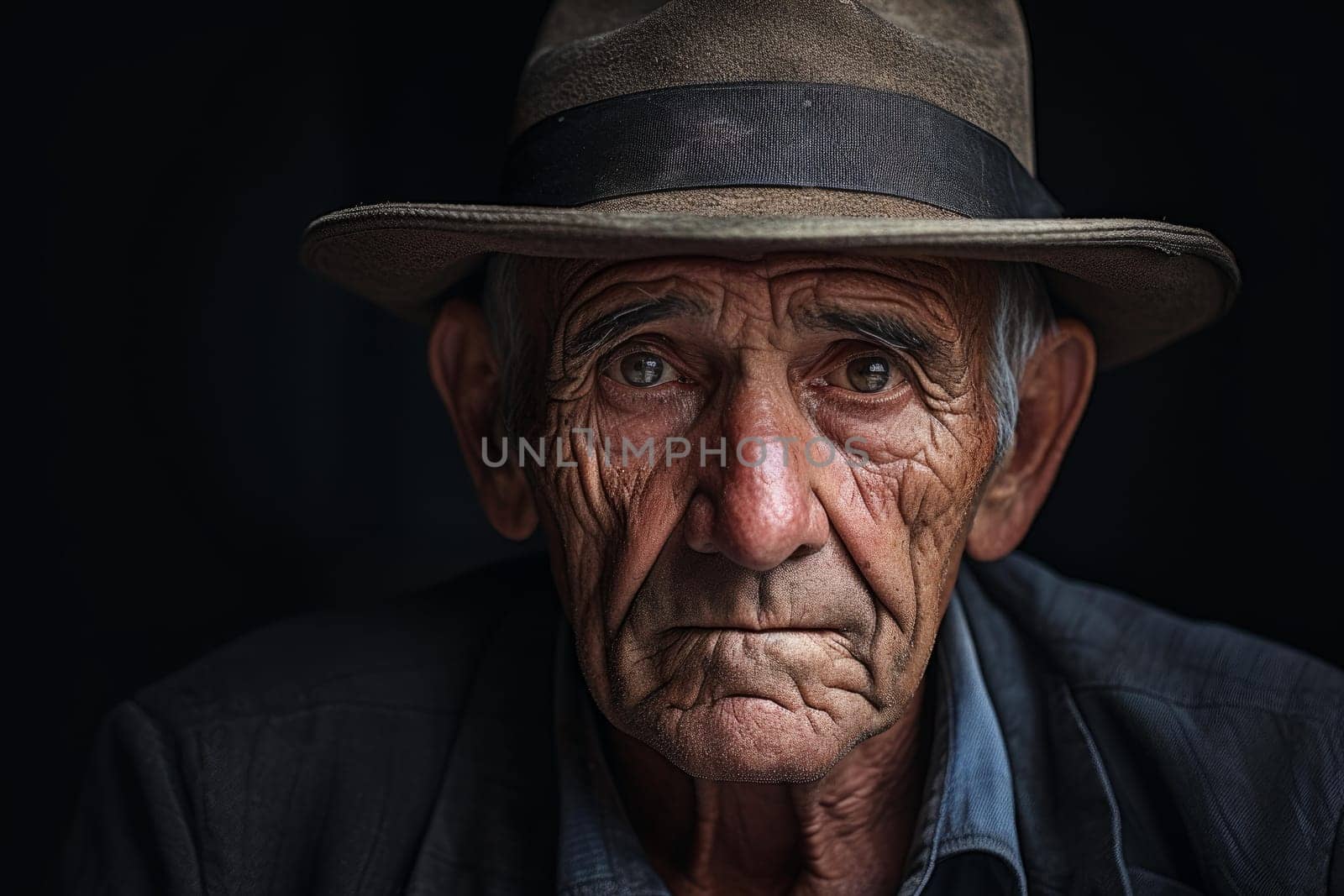 Old latino man with hat. Retired face. Generate Ai