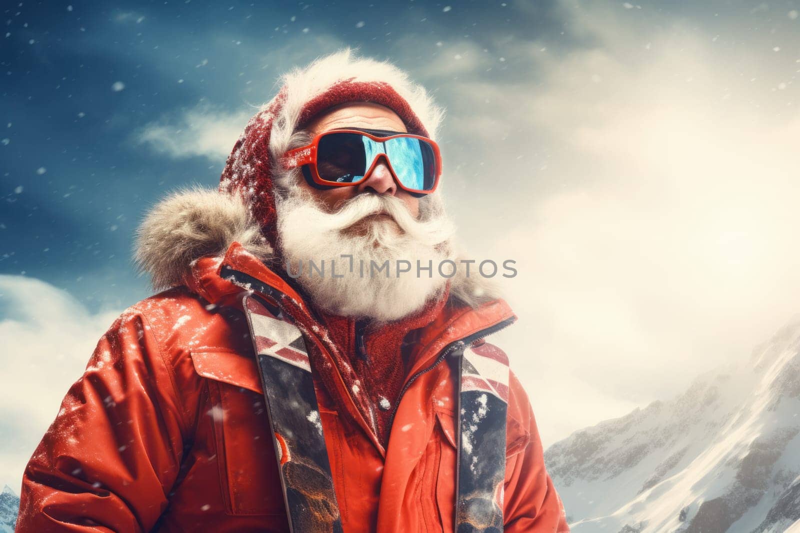 Luxurious Person ski resort. Sky nature tourism. Generate AI