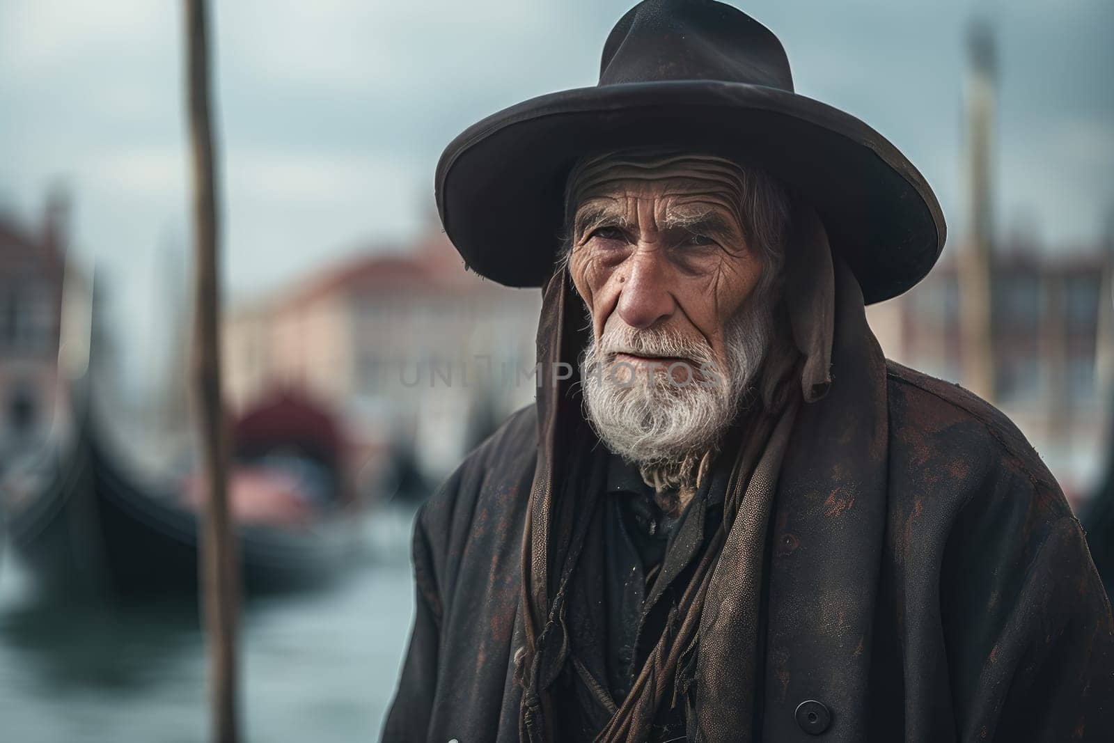 Historic Old man venice city. House travel. Generate Ai