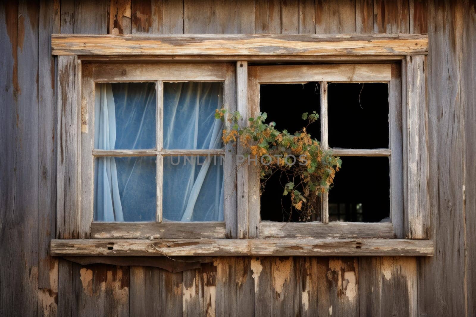 Vintage Old window frame. Wooden rustic. Generate Ai