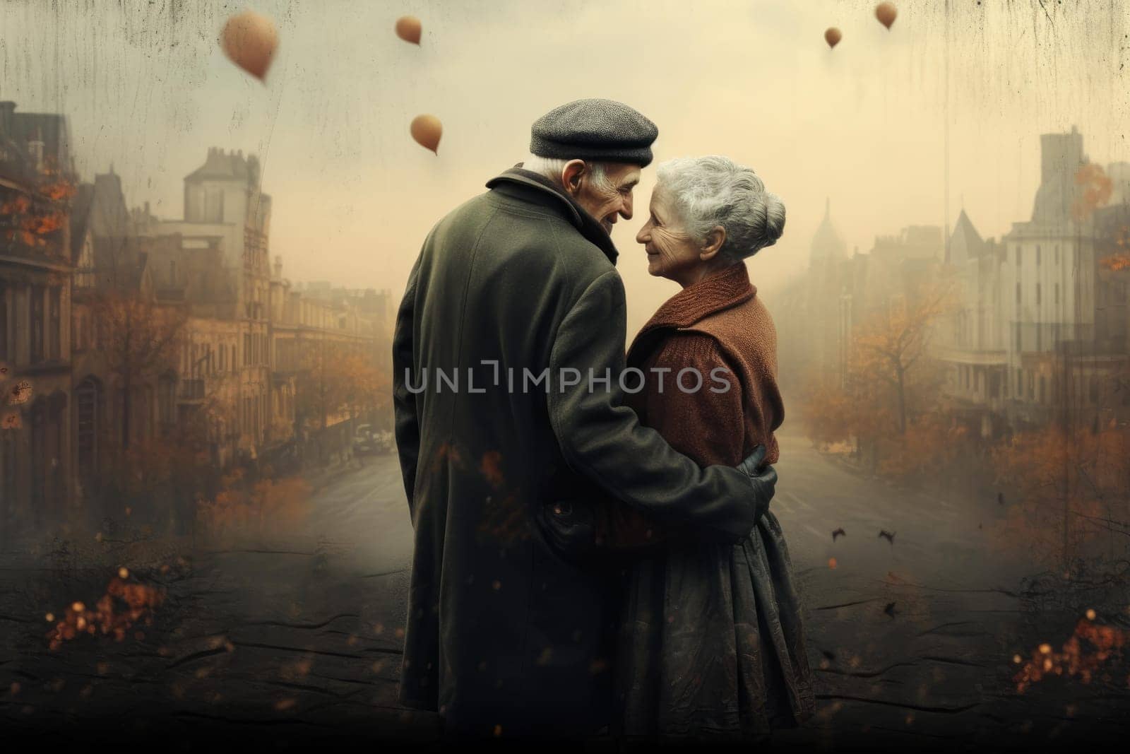 Love couple walking city. Person lifestyle. Generate Ai