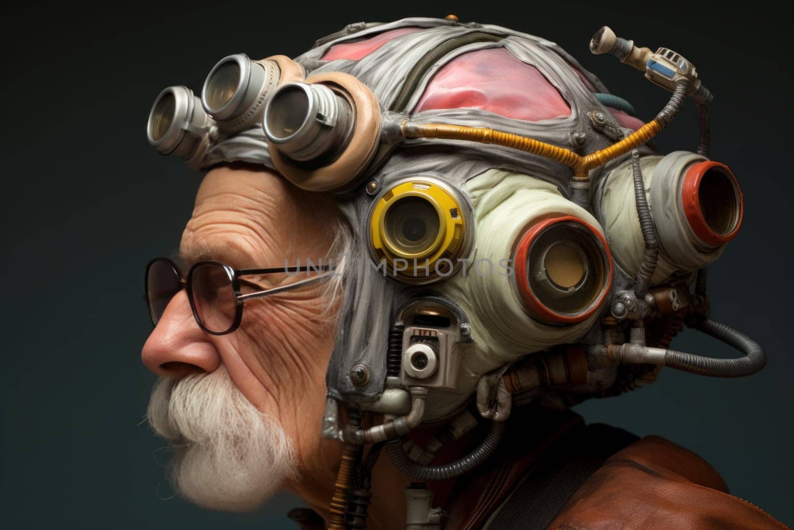 Protective Old couple bike helmet. Senior vacation. Generate Ai