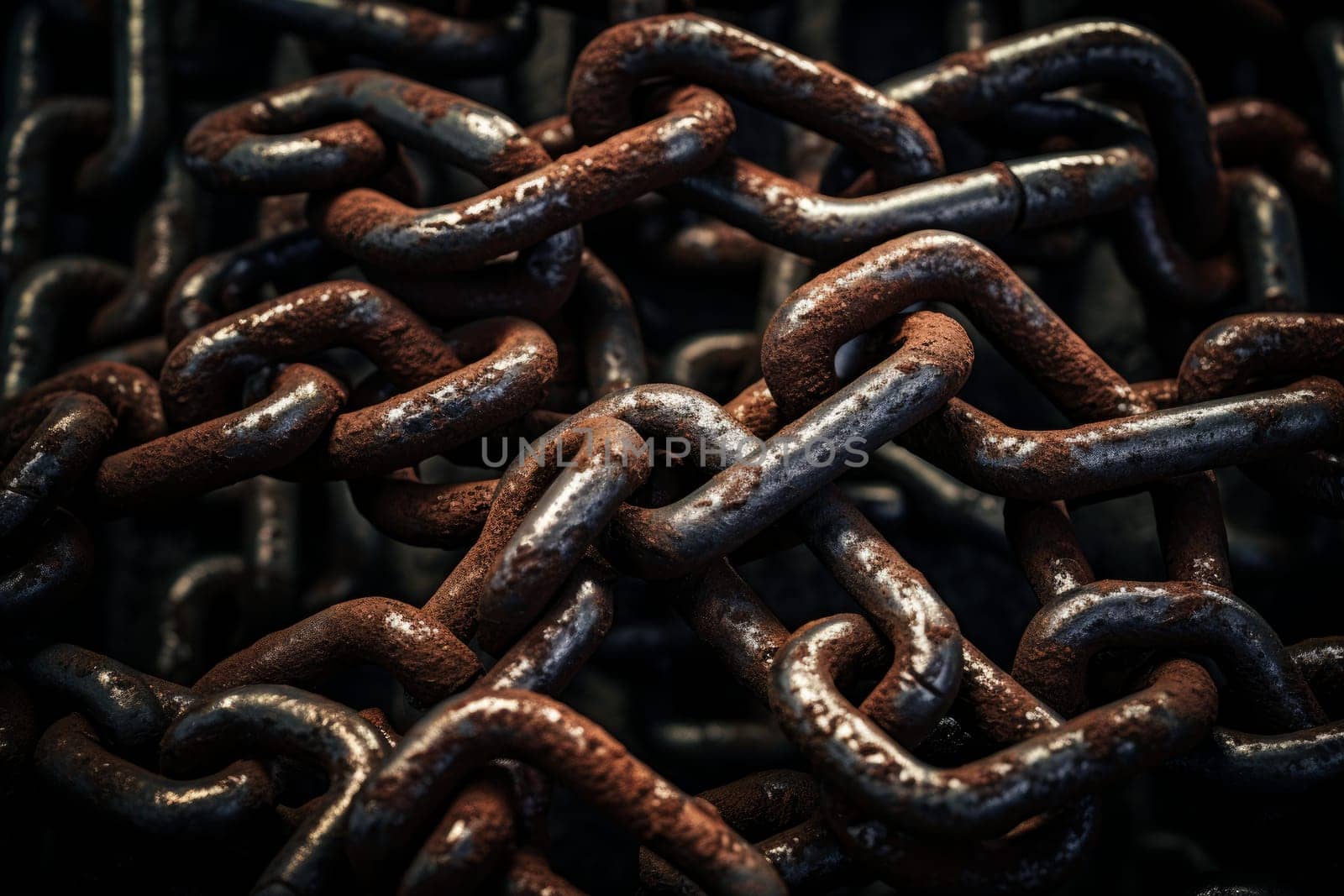 Durable Old iron chain. Art grunge work. Generate Ai