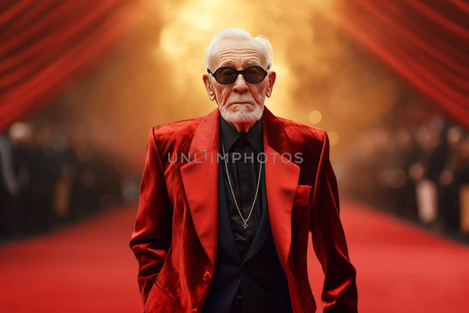 Glamorous Person on red carpet. Model star. Generate Ai