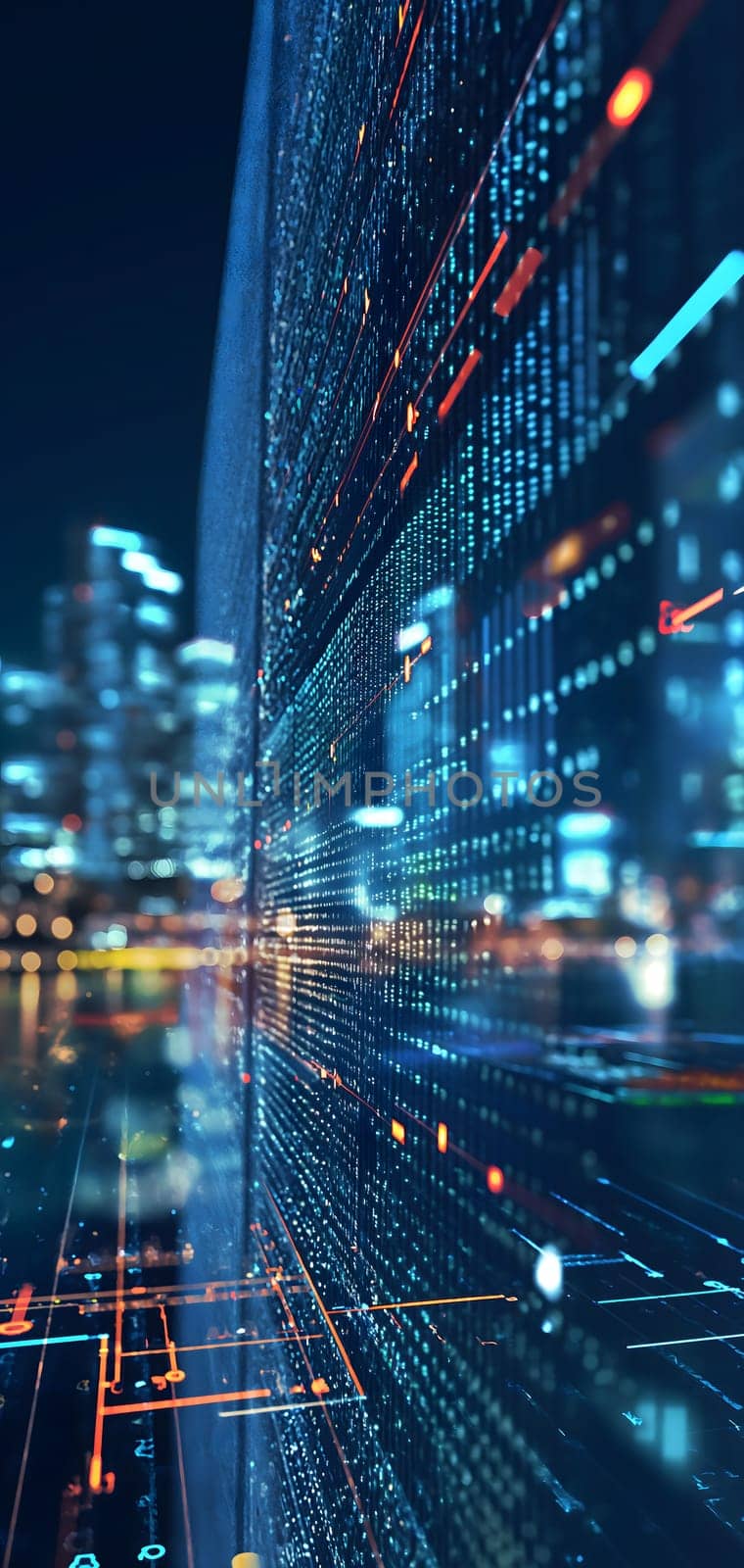 Dynamic Finance Flow, Double Exposure of Data and Technology background. Neural network generated image. Not based on any actual scene or pattern.