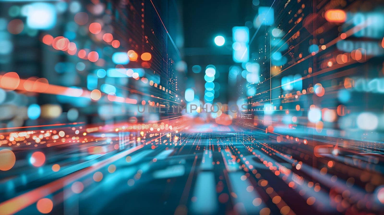 Dynamic Finance Flow, Double Exposure of Data and Technology background. Neural network generated image. Not based on any actual scene or pattern.