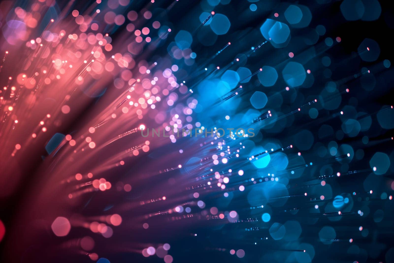 Abstract colorful fiber optic high speed data transfer background and wallpaper. Neural network generated image. Not based on any actual scene or pattern.
