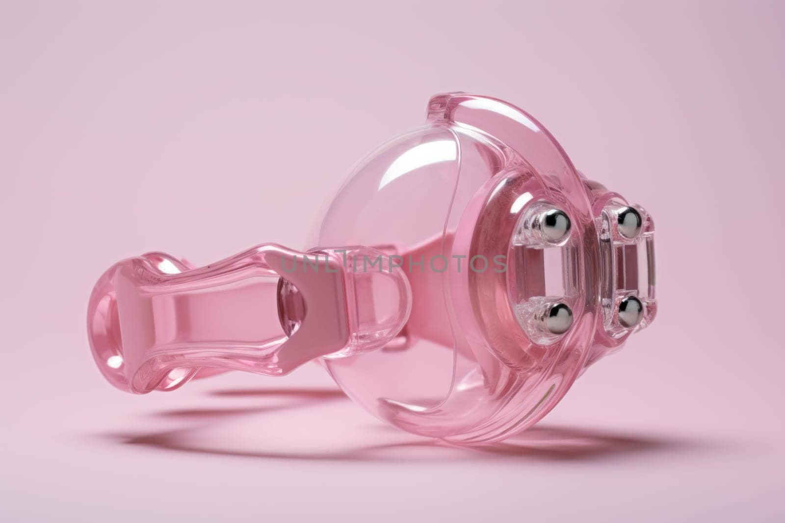 Pink baby pacifier. Plastic infant child. Generate Ai