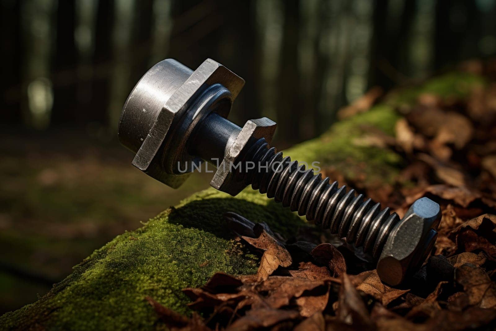 One metal carriage bolt steel. Tool machine. Generate Ai