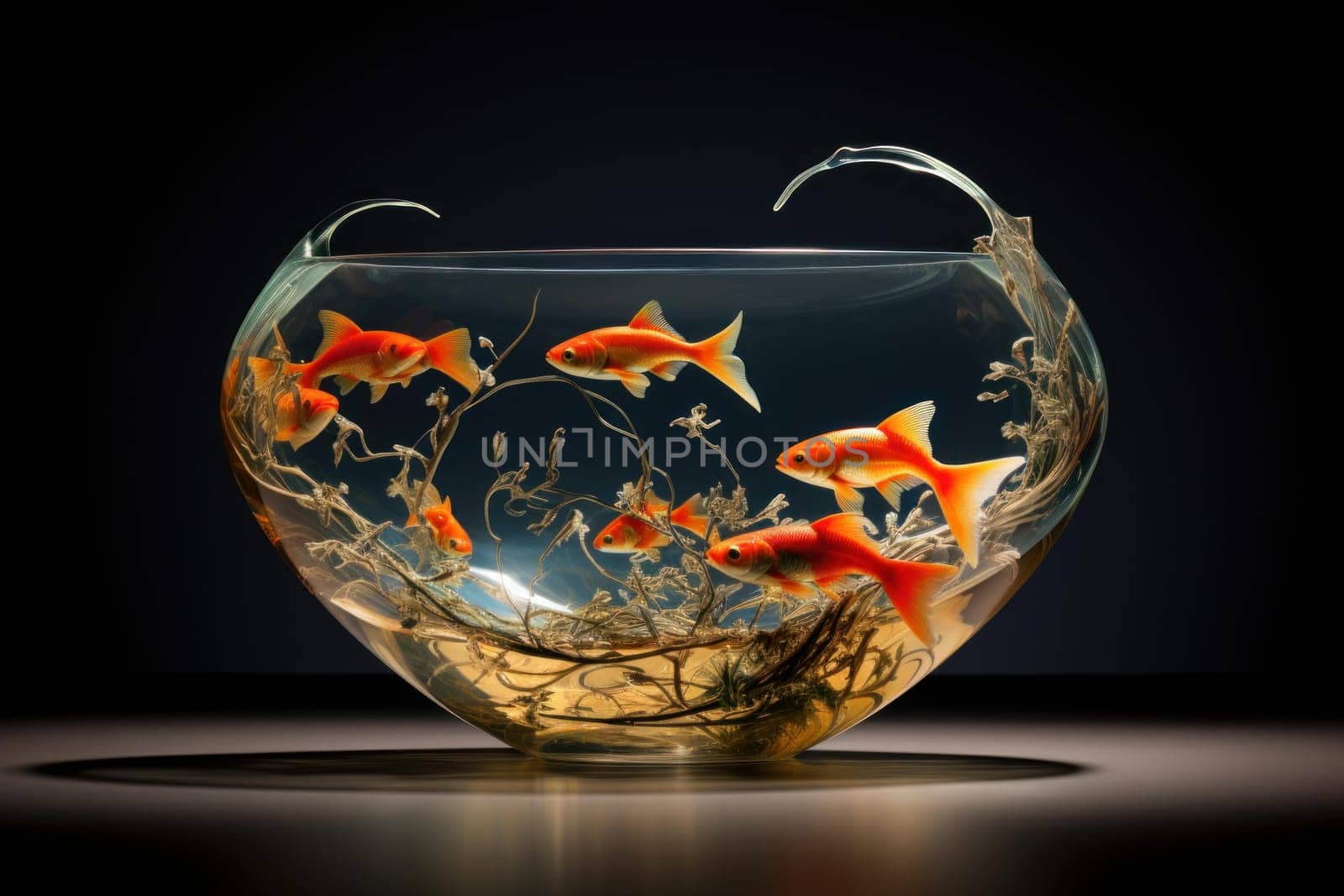 Ornamental Fish big bowl animal. Pet water. Generate Ai