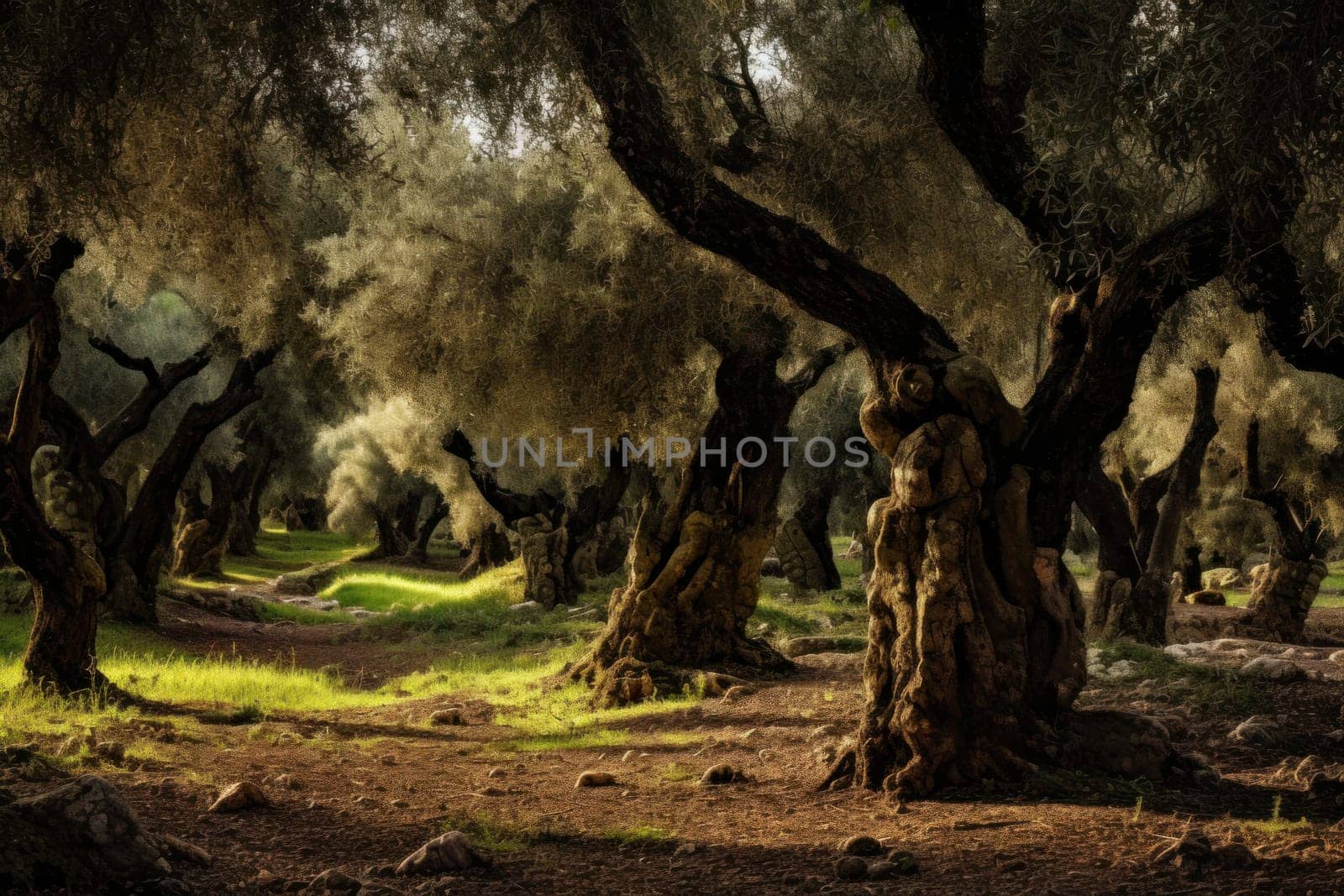 Nutritious Olives tree oil. Harvest green food. Generate Ai
