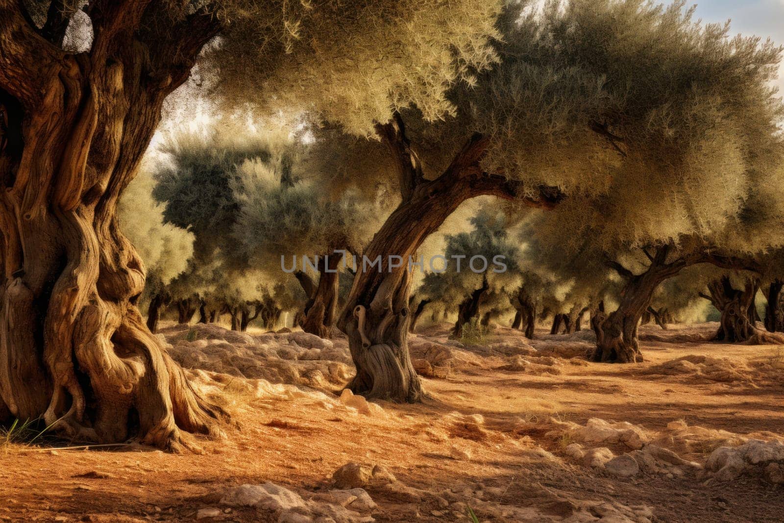 Rejuvenating Olives tree oil. Harvest green food. Generate Ai