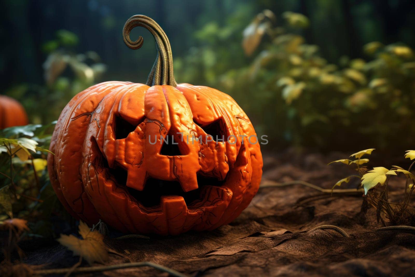 Orange fresh pumpkin. Farm food. Generate Ai