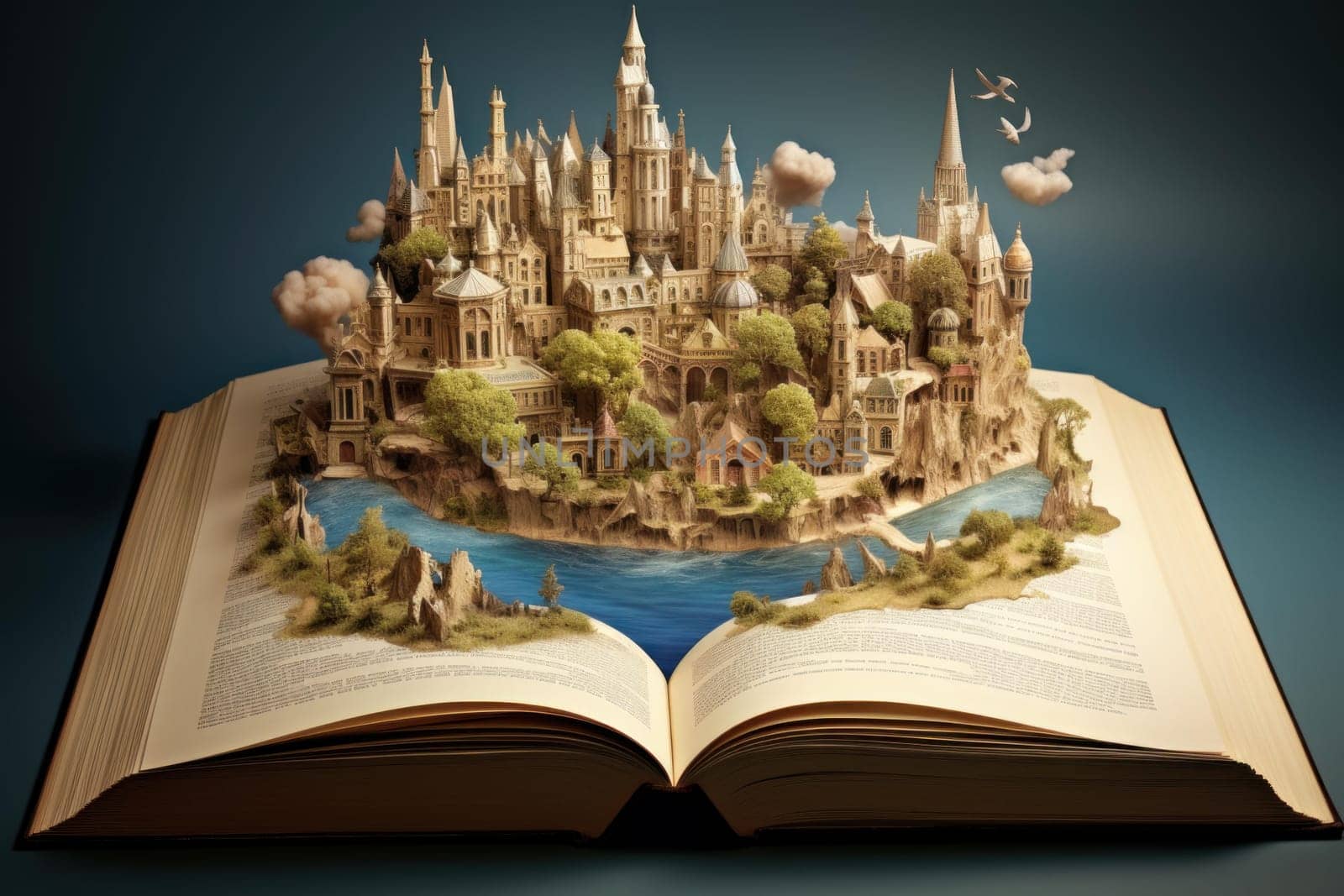 Enchanting Open magic book world. Story mystic. Generate Ai