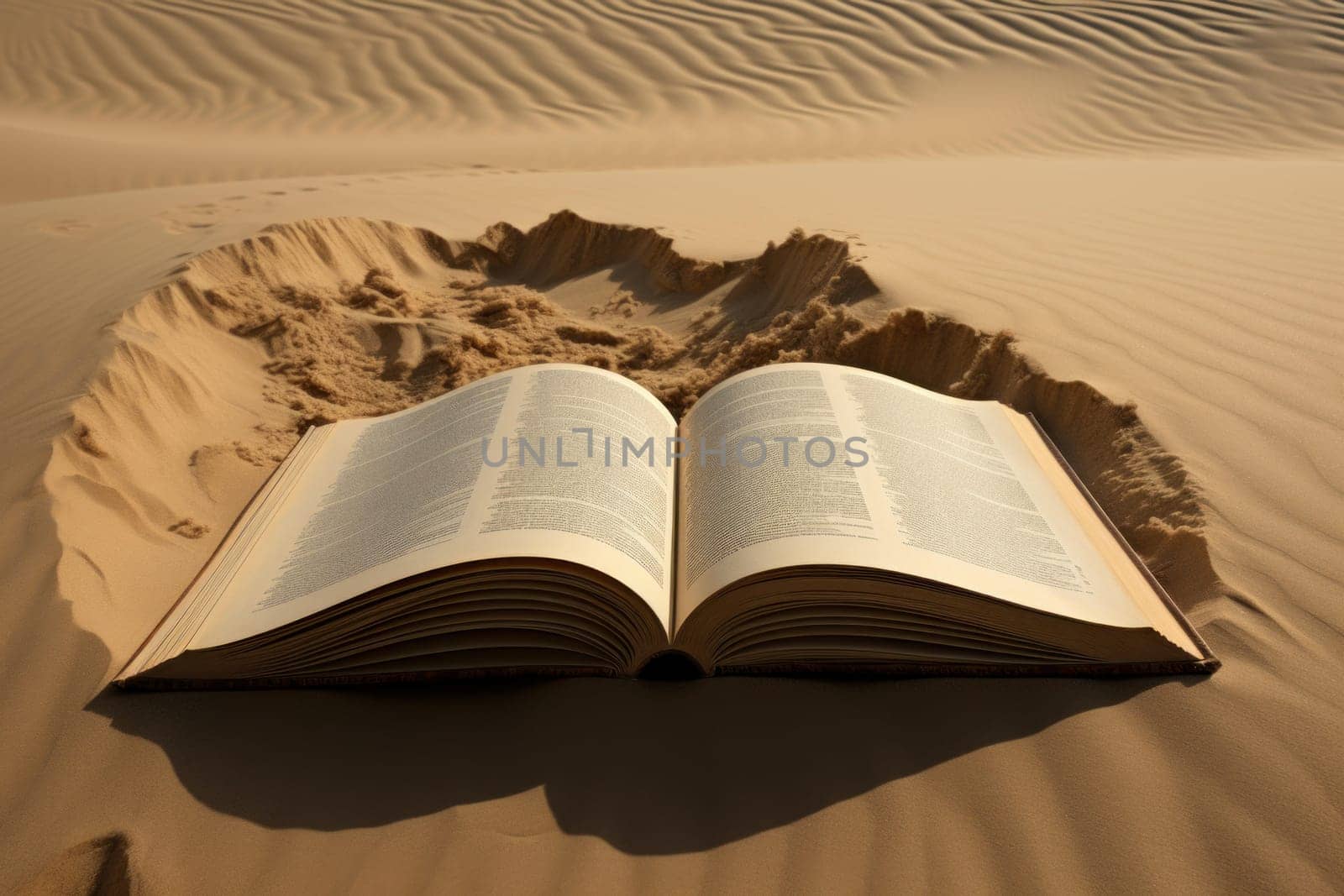 Scattered Open book sand. Sea vacation. Generate Ai