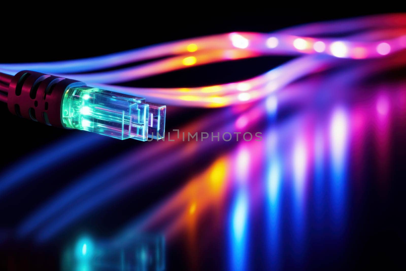 Optic cable internet connection. Digital data. Generate Ai